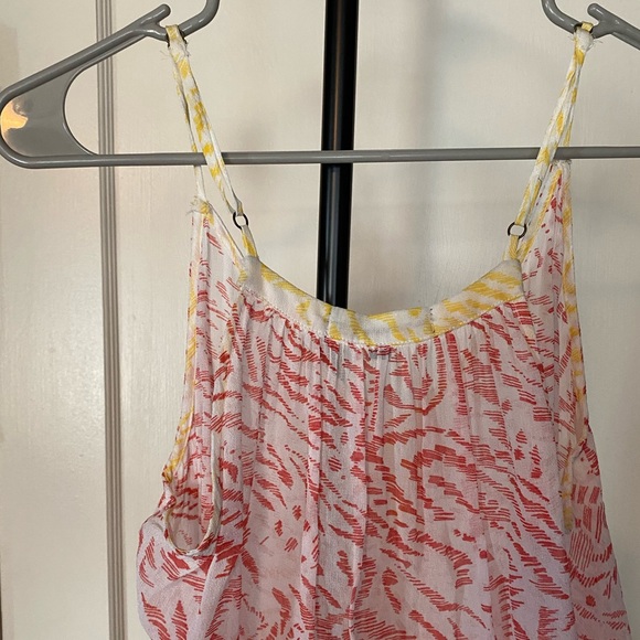 Sanctuary Printed V Neck Cami Tank w/Contrast Border, Pink/Yellow, Size XS - Picture 3 of 9